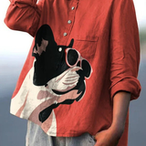 Flavia | Blusa informal con adorable estampado de bulldog