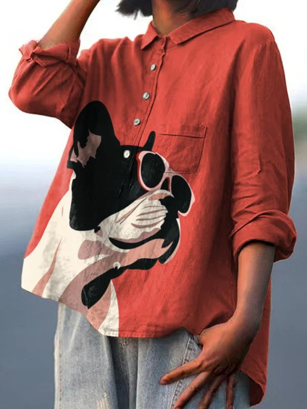 Flavia | Blusa informal con adorable estampado de bulldog