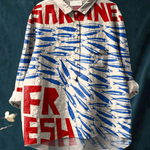 Florentina | Blusa informal de mujer con estampado artístico de peces vintage