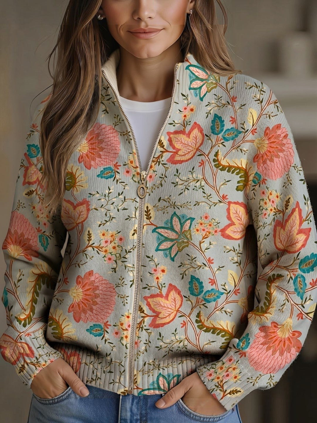 Gema | Cárdigan con estampado de jardín florido