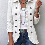 Gertrudis | Chaqueta marfil con bordado floral y volantes