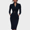 Gisela | Vestido recto negro elegante con cinturón