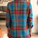 Gracia | Blazer vaquero con paneles de tartán