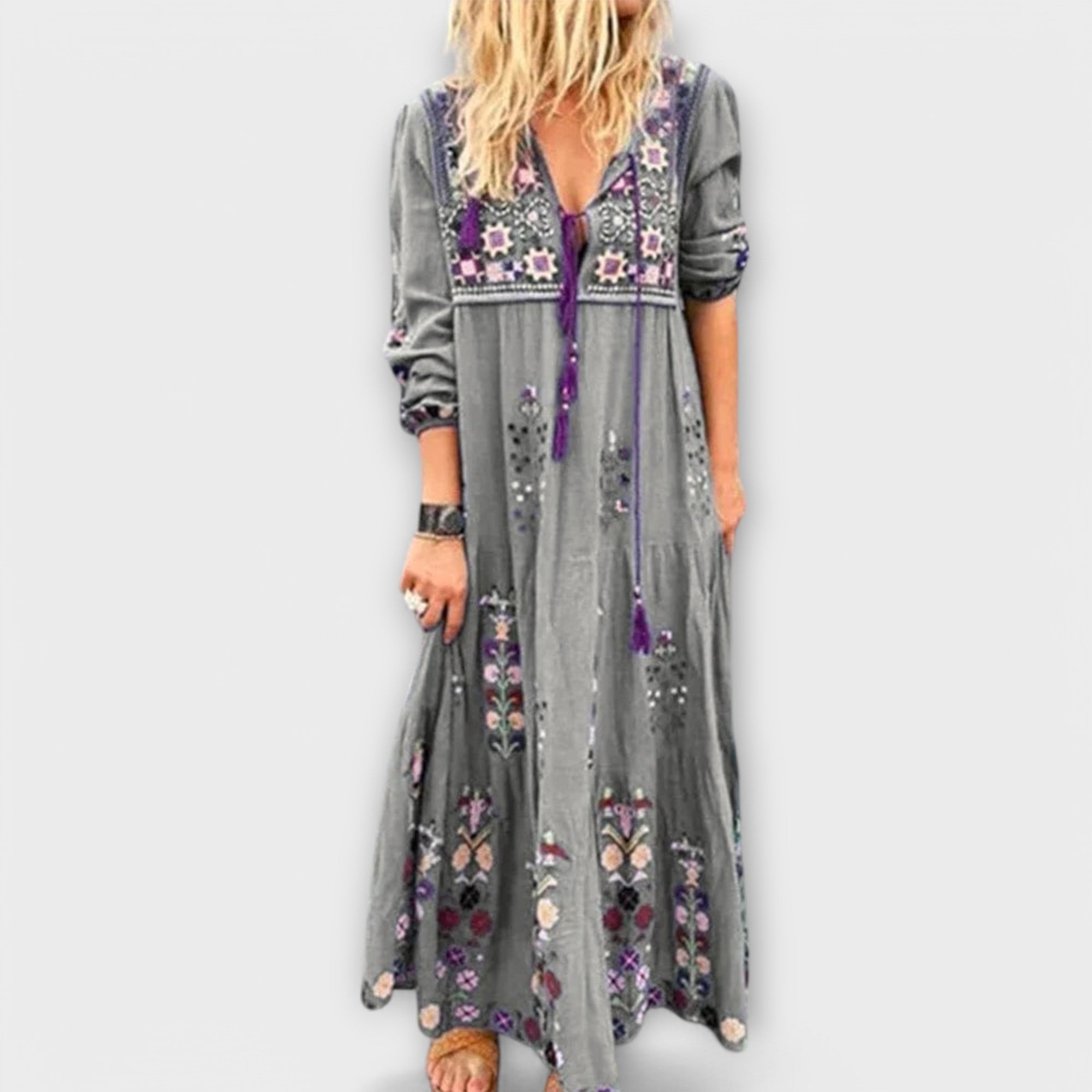 Graciela | Vestido largo boho de lino