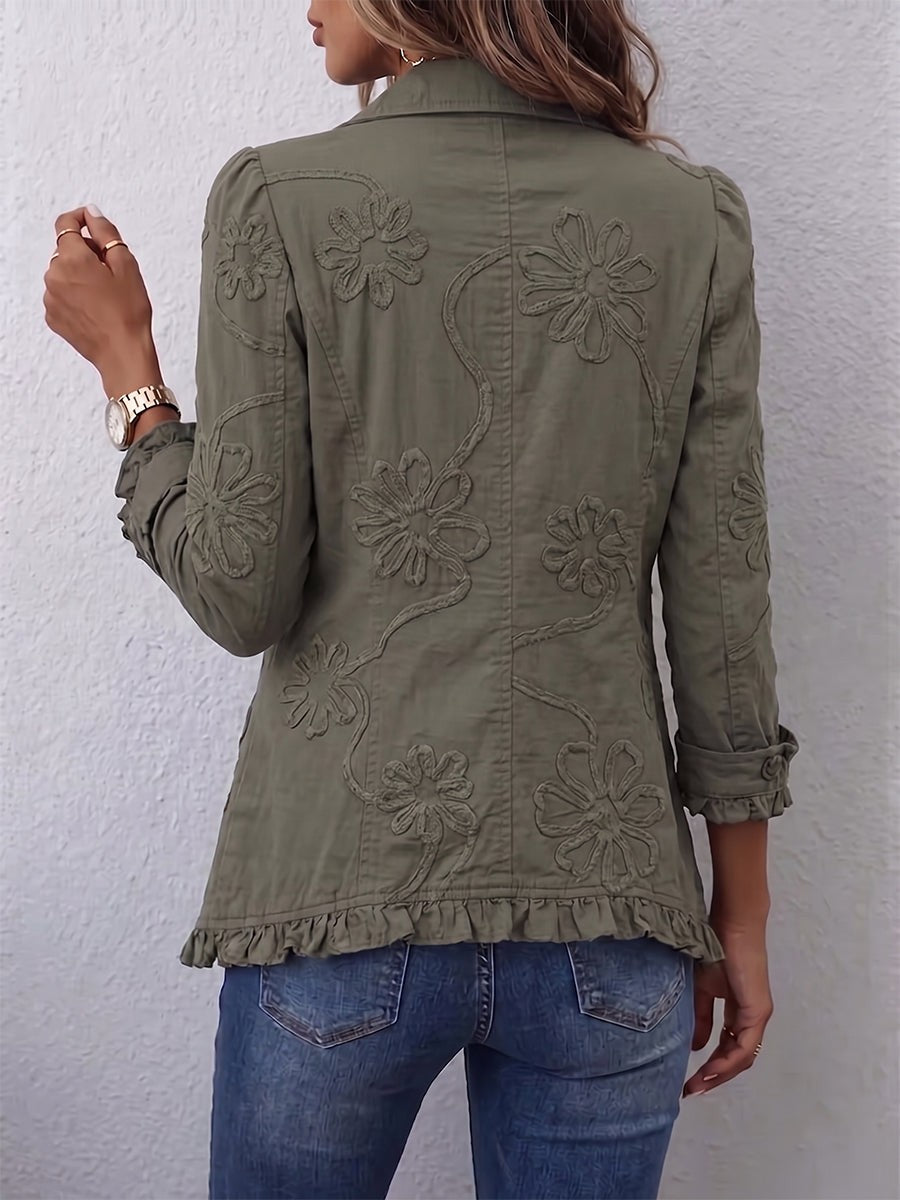 Guadalupe | Chaqueta bohemia con bordado floral y volantes