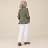 Guadalupe | Chaqueta bohemia con bordado floral y volantes, vista de espaldas
