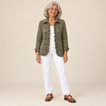 Guadalupe | Chaqueta bohemia con bordado floral y volantes, vista de frente