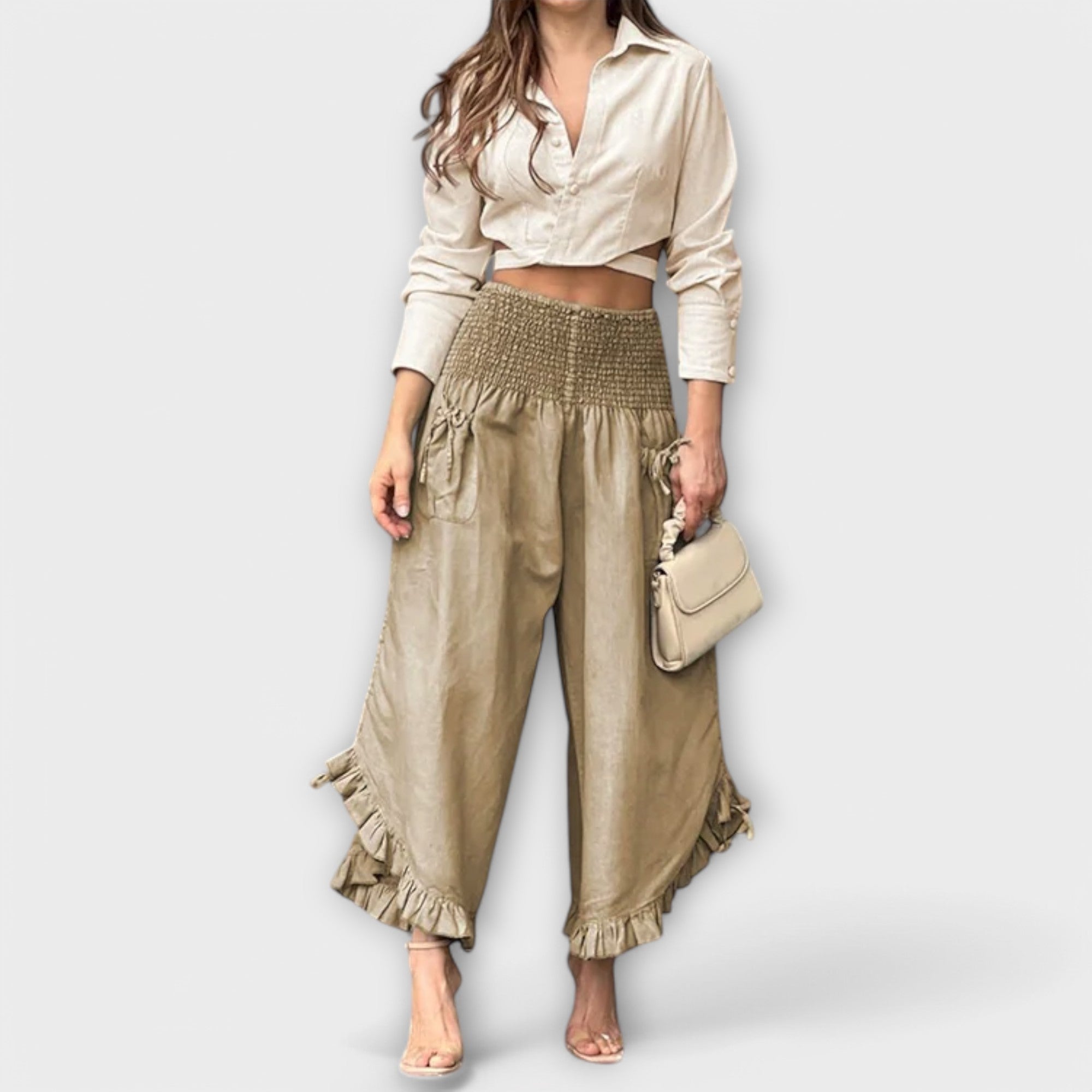 Gumersinda | Pantalón amplio de lino con pliegues elegantes