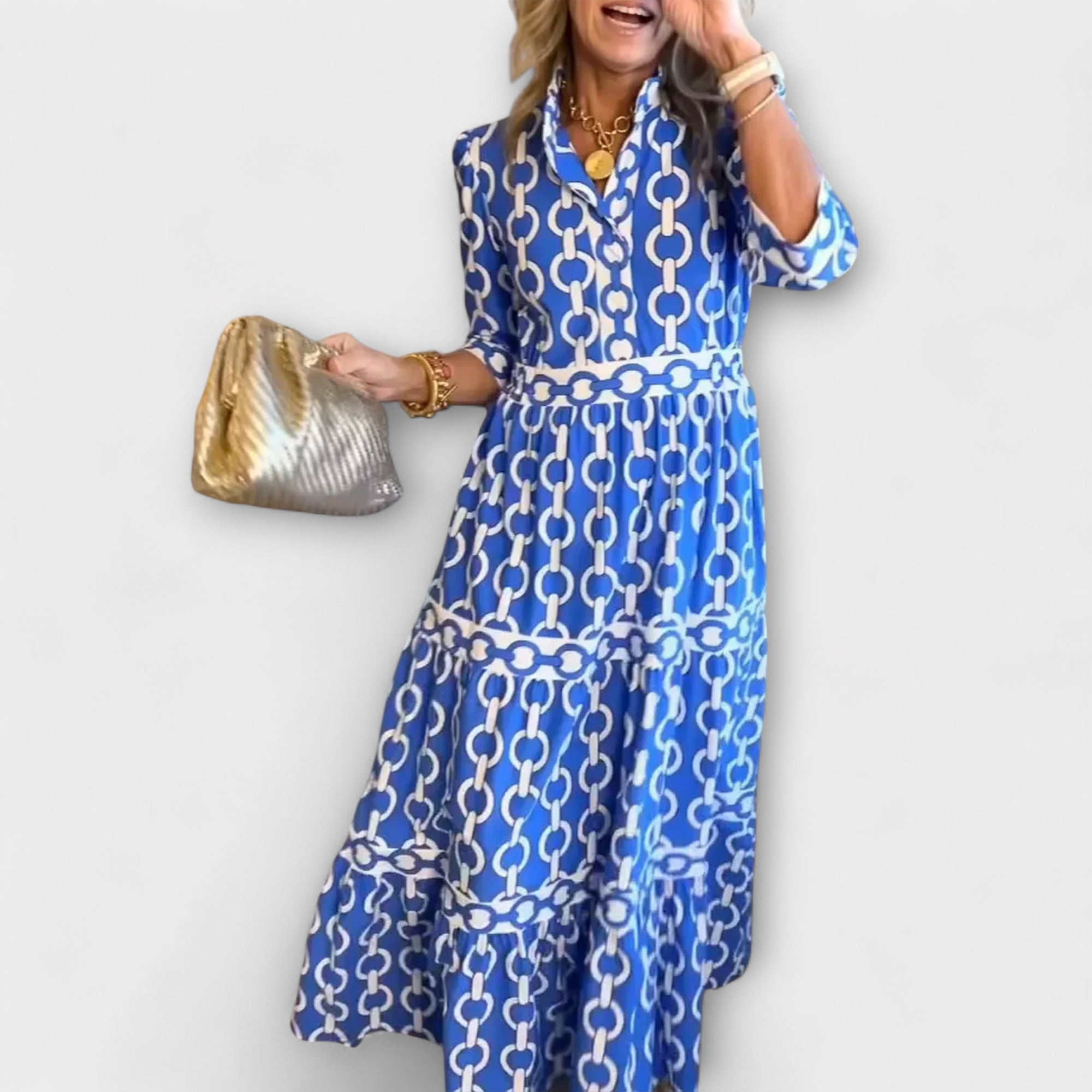 Gumersinda Rocío | Vestido midi con estampado de cadenas