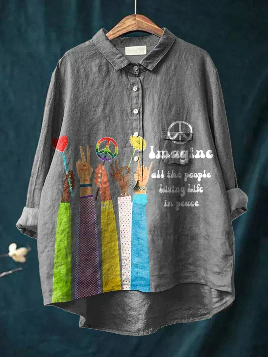 Haizea | Blusa de mujer con estampado bohemio Peace