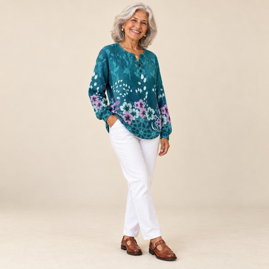 Hilda | Jersey con estampado floral, vista de tres cuartos