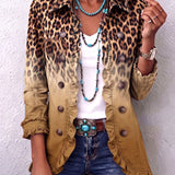 Idaira | Blazer con volantes y estampado de leopardo degradado ocre