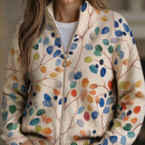 Idoia | Cárdigan con estampado de hojas multicolores