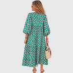 Ignacia Belén | Vestido largo informal con volantes y mangas kimono