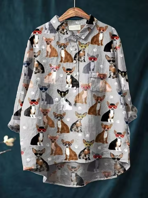 Ignacia | Blusa con estampado de chihuahua