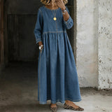 Inmaculada | Vestido de denim con cuello bebé