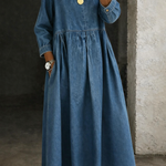 Inmaculada | Vestido de denim con cuello bebé