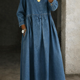 Inmaculada | Vestido de denim con cuello bebé