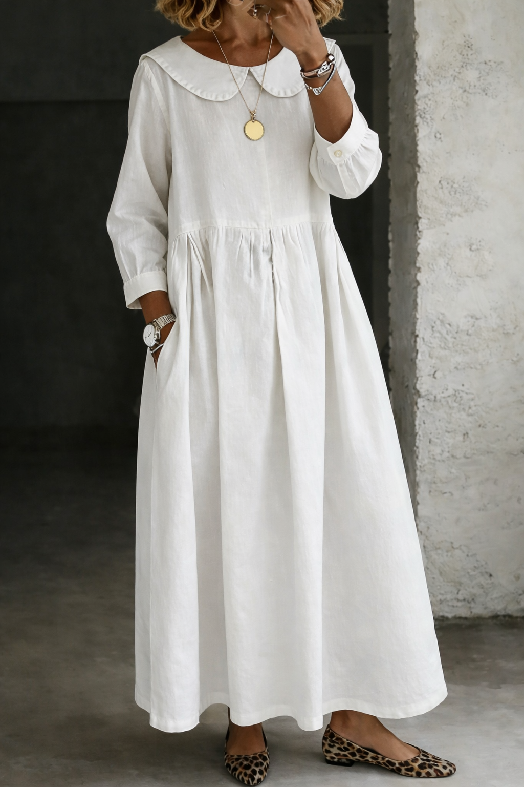 Inmaculada | Vestido de denim con cuello bebé