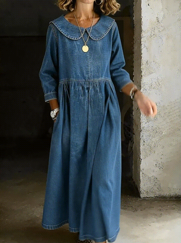 Inmaculada | Vestido de denim con cuello bebé