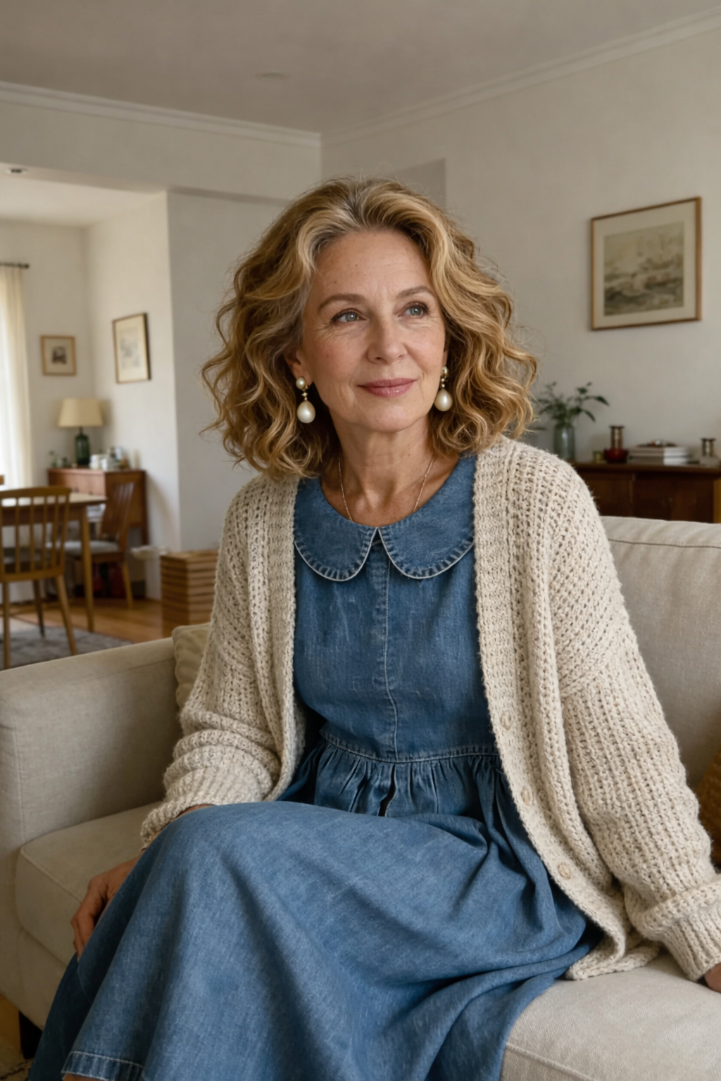 Inmaculada | Vestido de denim con cuello bebé