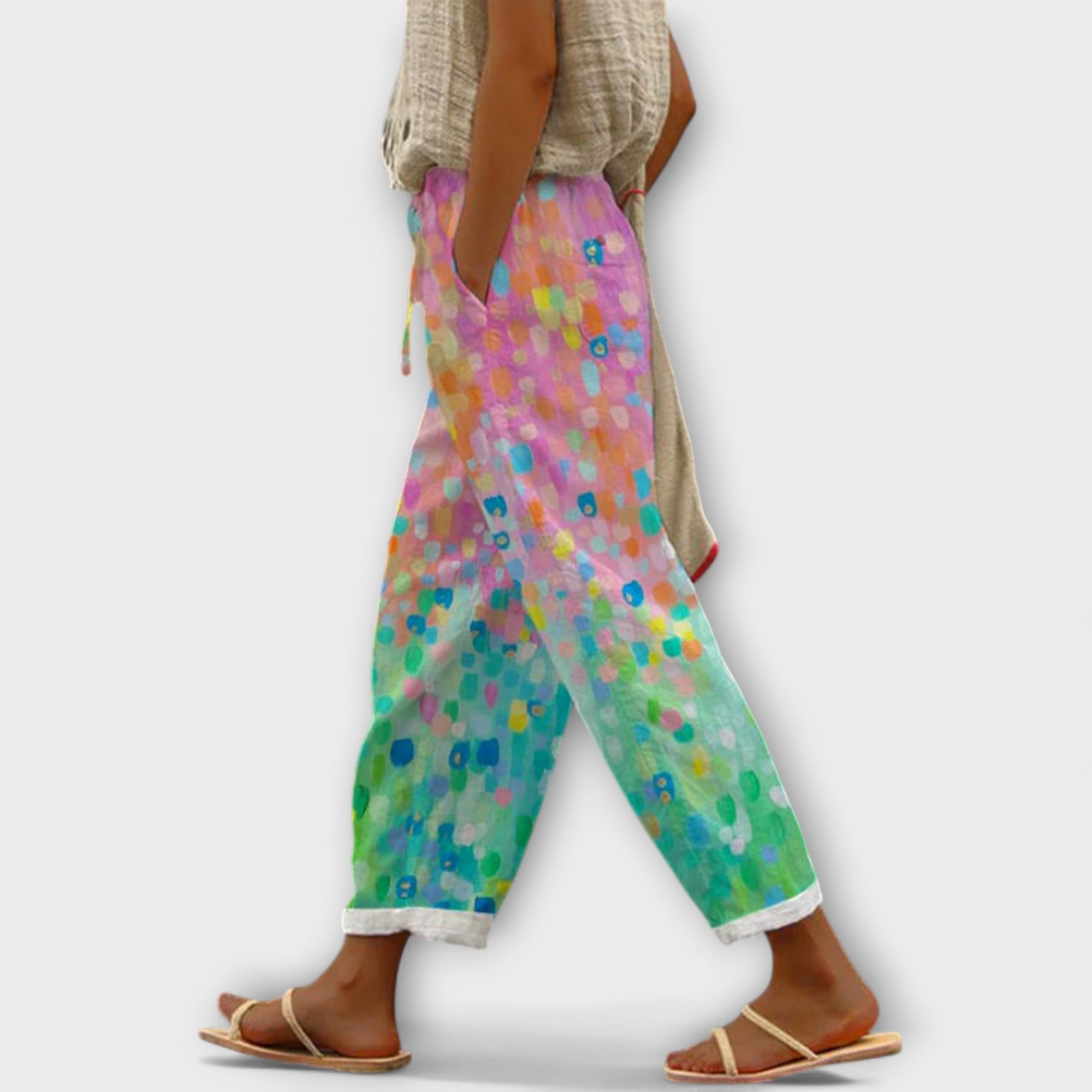 Irati | Pantalón informal estampado con botones