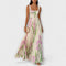Isadora Nieves | Vestido largo de gasa de flores plisado con cinturón
