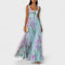 Isadora Nieves | Vestido largo de gasa de flores plisado con cinturón
