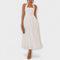 Isidora | Vestido midi negro con cuello halter y detalle en la cintura