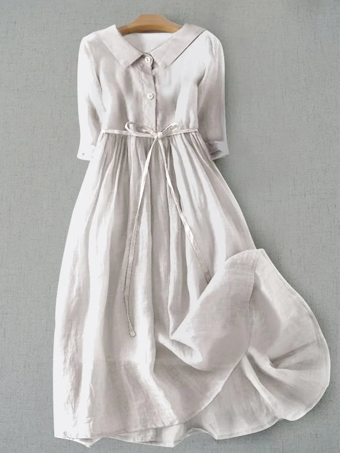 Itziar | Vestido elegante de manga tres cuartos con lazada en la cintura