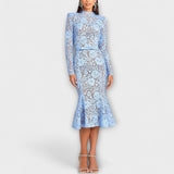 Jara | Vestido midi elegante de encaje de flores