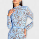 Jara | Vestido midi elegante de encaje de flores