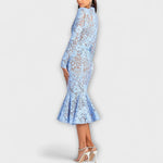 Jara | Vestido midi elegante de encaje de flores