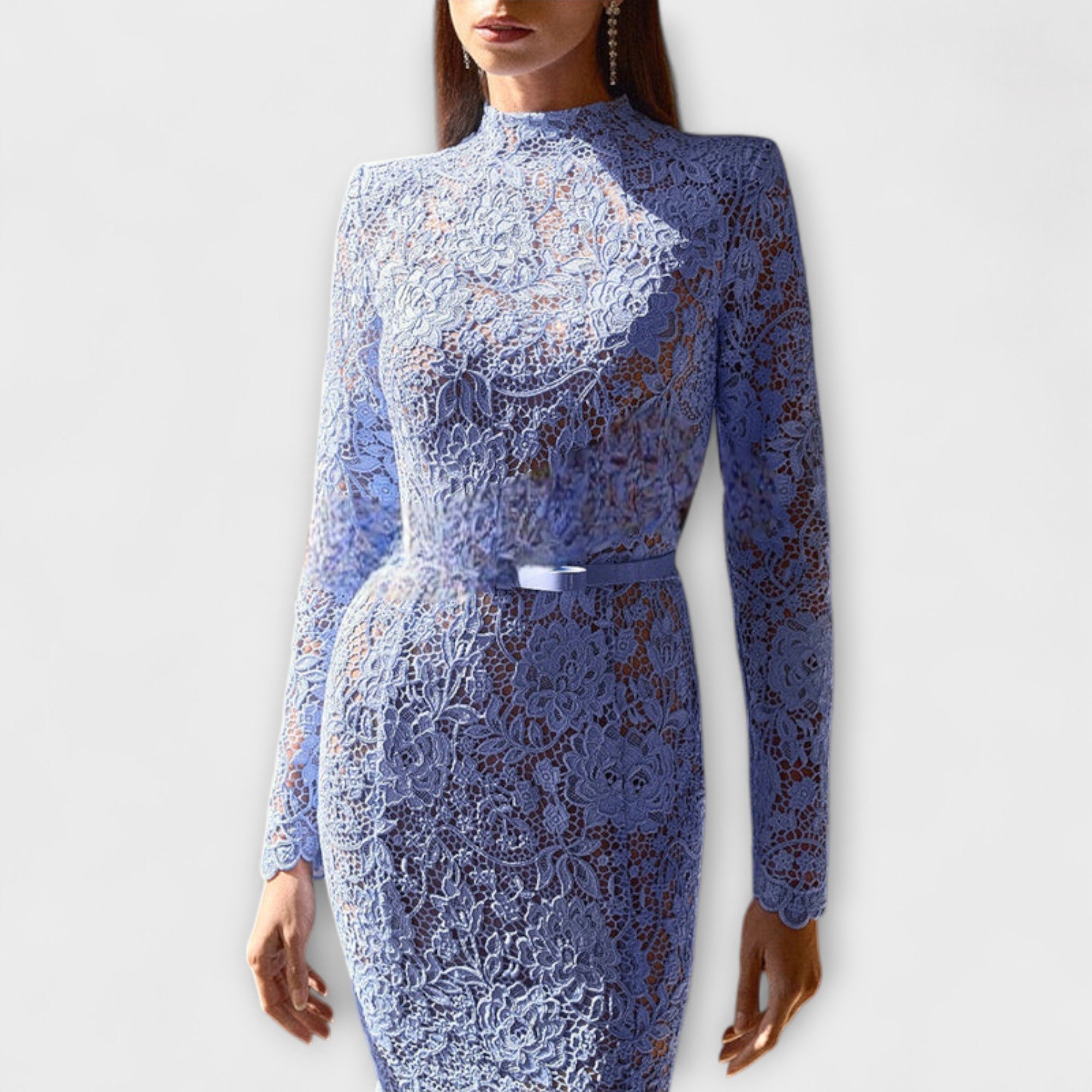 Jara | Vestido midi elegante de encaje de flores