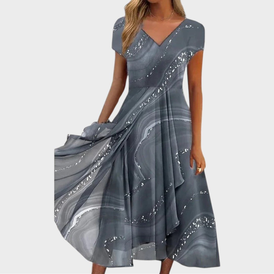 Jesusa Dolores | Vestido midi elegante con cuello en V