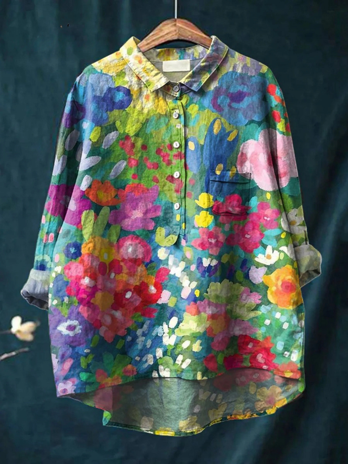 Josefina | Blusa de mujer con estampado floral vintage | Modelo rosa informal