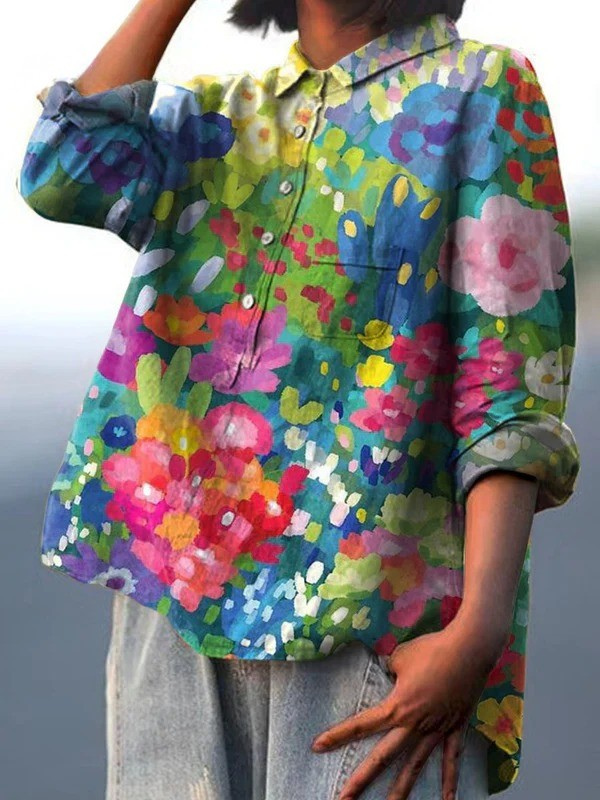 Josefina | Blusa de mujer con estampado floral vintage | Modelo rosa informal
