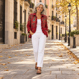 Juana | Chaqueta bohemia de cachemira (paisley) con volantes, en la calle