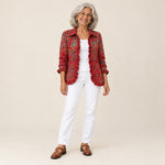 Juana | Chaqueta bohemia de cachemira (paisley) con volantes, vista de frente