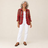 Juana | Chaqueta bohemia de cachemira (paisley) con volantes, vista de frente