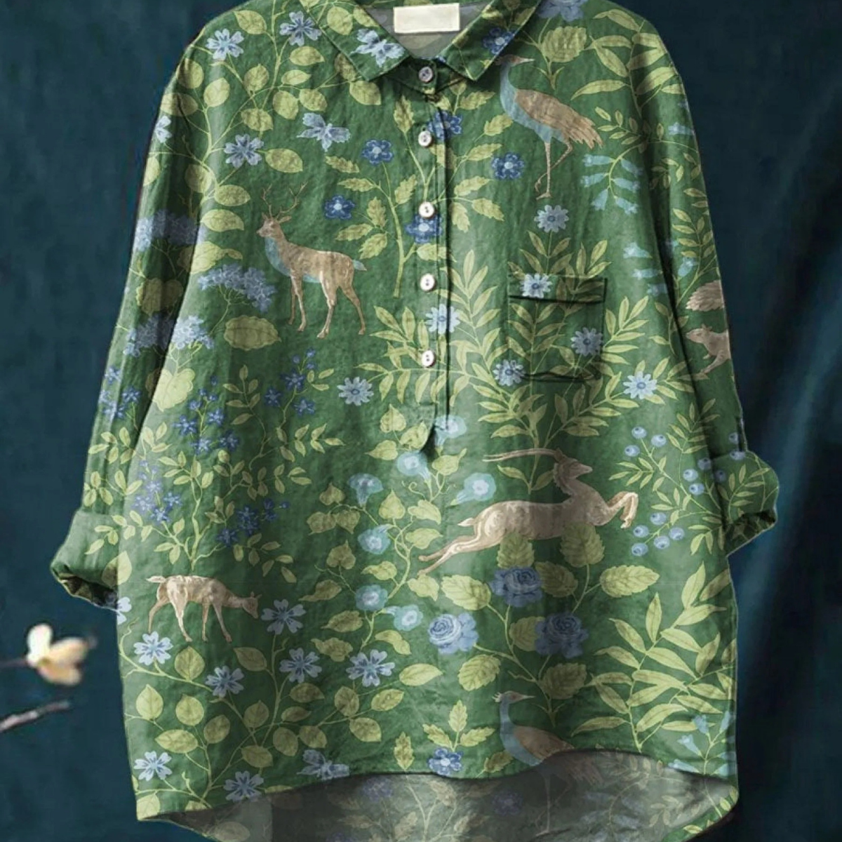 Julieta | Blusa informal con estampado floral y animal vintage