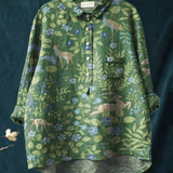 Julieta | Blusa informal con estampado floral y animal vintage