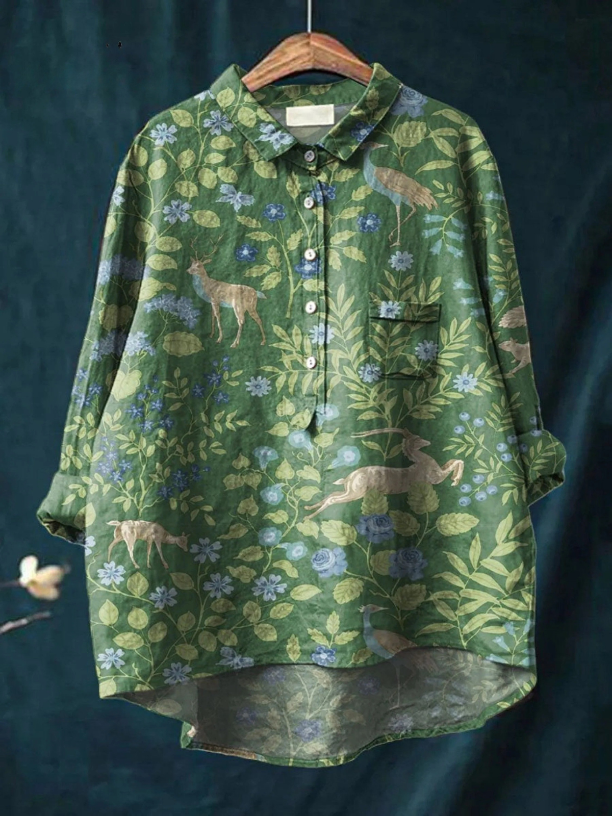 Julieta | Blusa informal con estampado floral y animal vintage