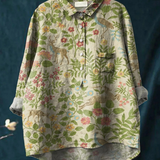 Julieta | Blusa informal con estampado floral y animal vintage