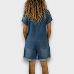 Julieta | Mono corto de algodón efecto denim vintage