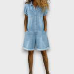 Julieta | Mono corto de algodón efecto denim vintage