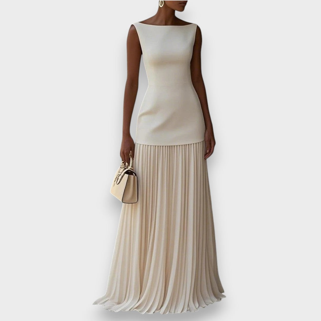 Leandra | Vestido largo plisado sin mangas