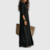 Leonarda Paz | Vestido largo informal con botones efecto lino