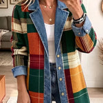 Lidia | Chaqueta vaquera de cuadros con estampado artístico
