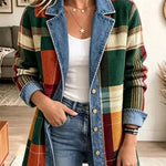 Lidia | Chaqueta vaquera de cuadros con estampado artístico